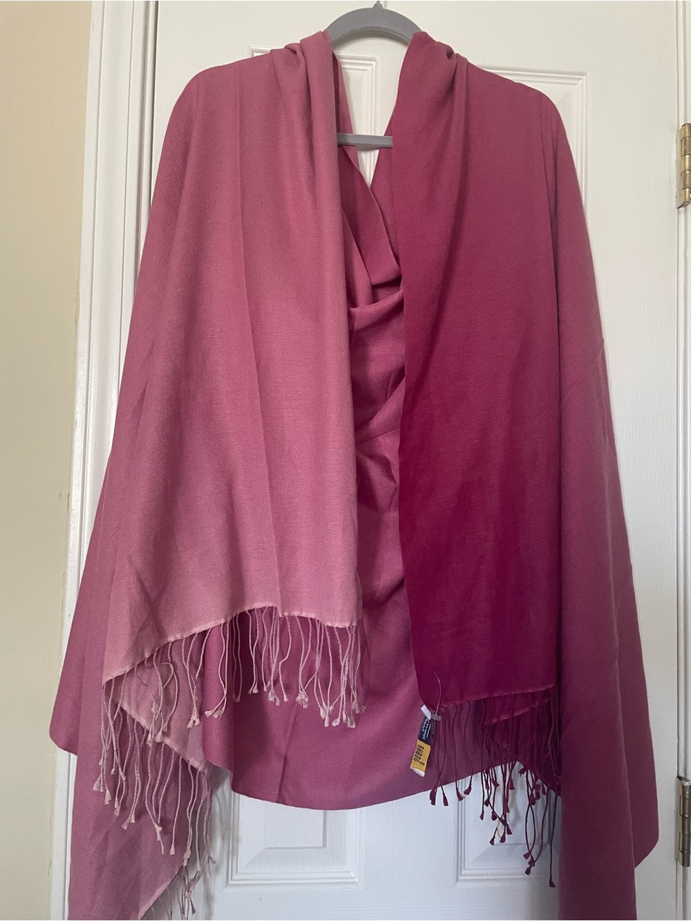 Two-Tone Pink Ombre Shawl Scarf 70% Pashmina 30% Silk handmade 37/82 inches